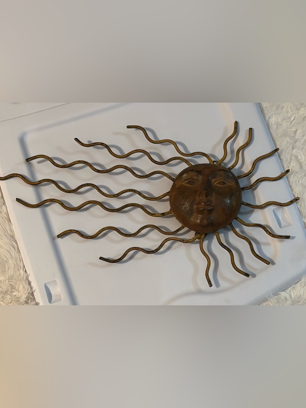 Vintage Metal Celestial Sun Face Wall Hanging